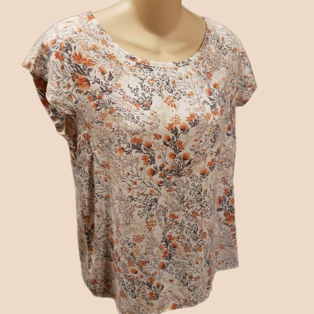 Marina Luna Womens Heritage Cottage Floral Print 100% Rayon Lightweight Blouse S - Picture 2 of 9